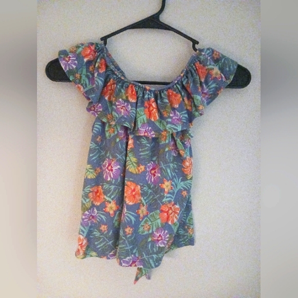 Ɓtween Girl's Floral Blue And Orange And Pink Top and Skort Set. Size 12 - Picture 2 of 10